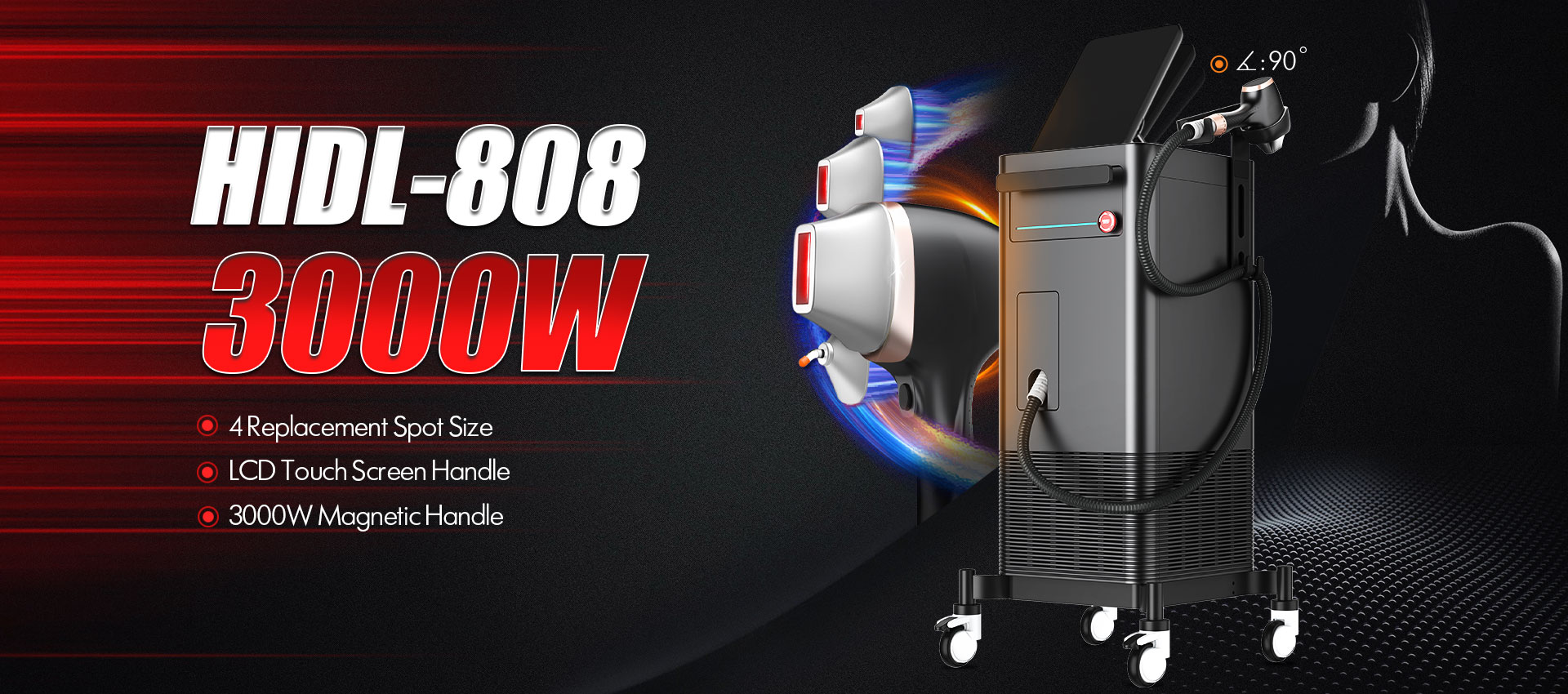 Machine d'épilation au laser à diode haute puissance 3000W 808nm 